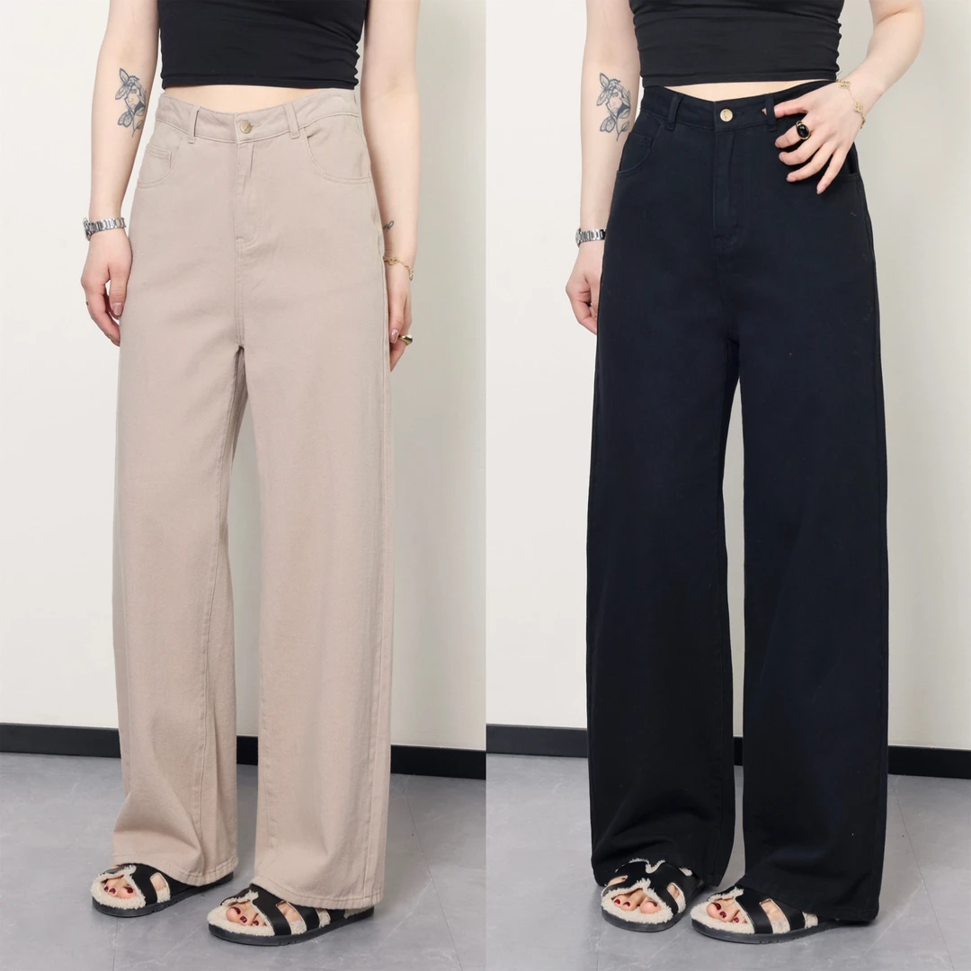 噜噜QC【迷雾沙丘】微胖大码女装复古休闲直筒牛仔裤ZY312L47