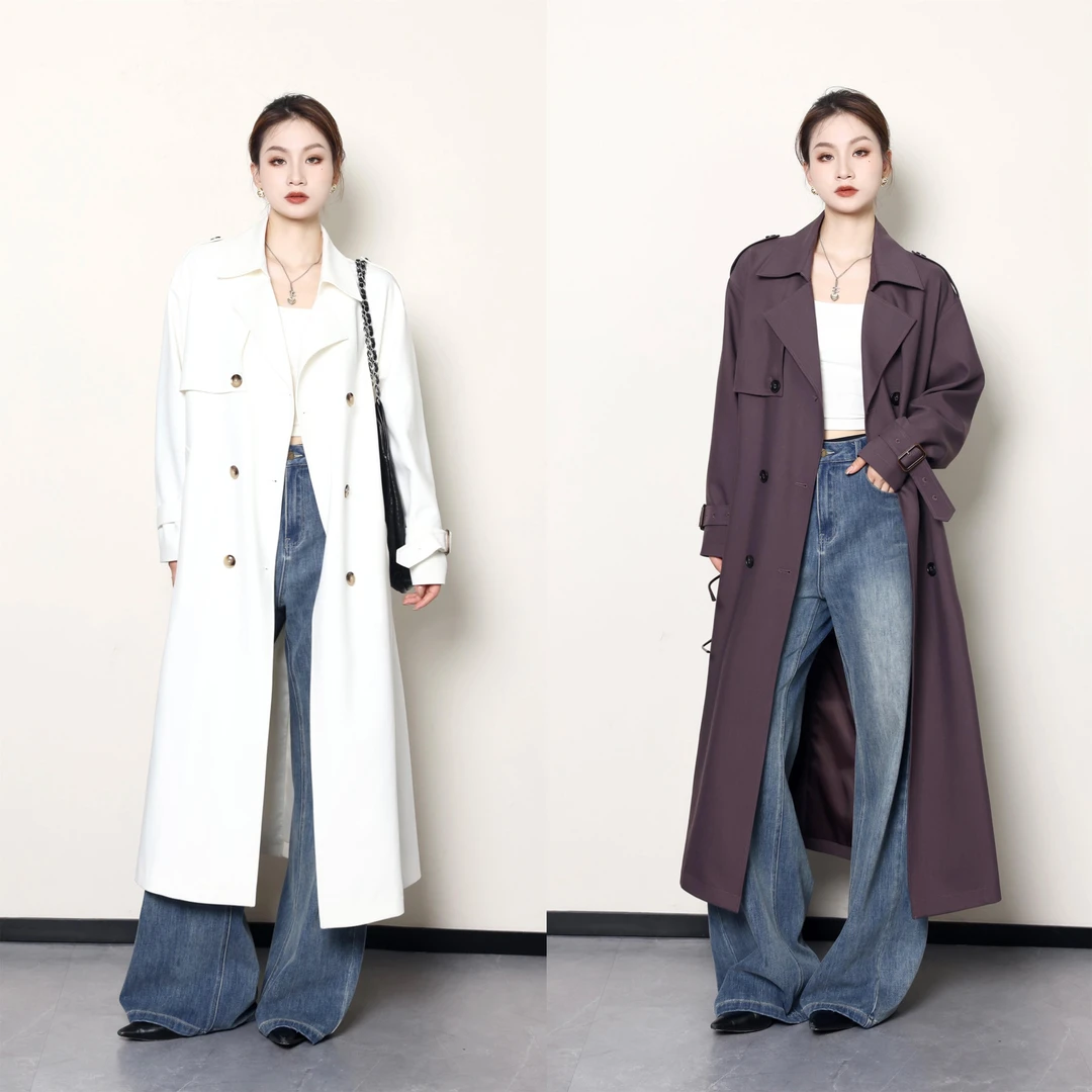 QC噜噜【英区时报】微胖大码女装秋法式高级感双排扣风衣ZY409B39