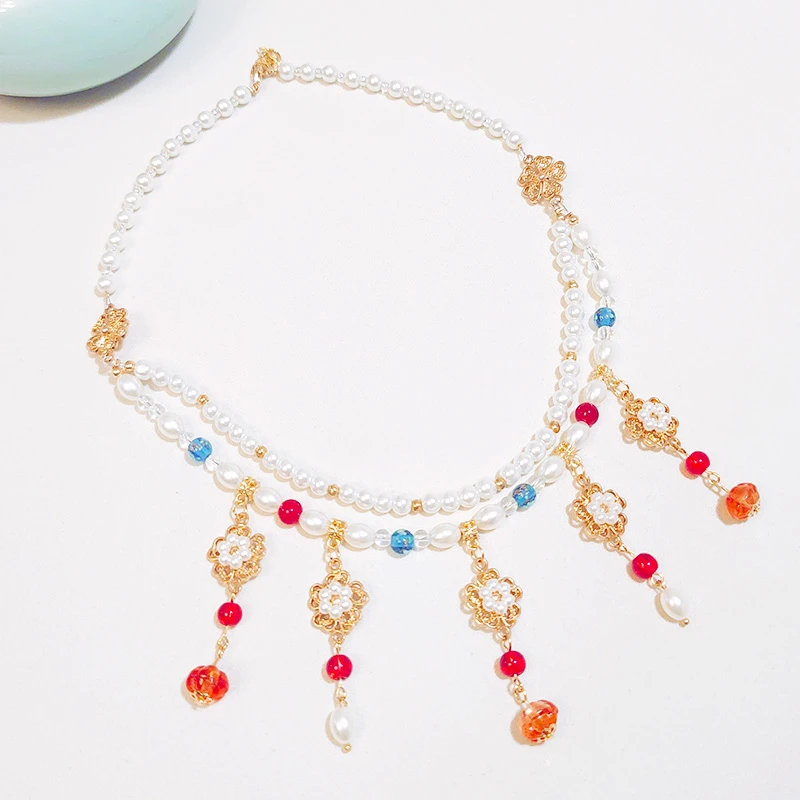 儿童汉服璎珞珍珠项圈女童古装配饰生日周岁古风项链仙气原创饰品