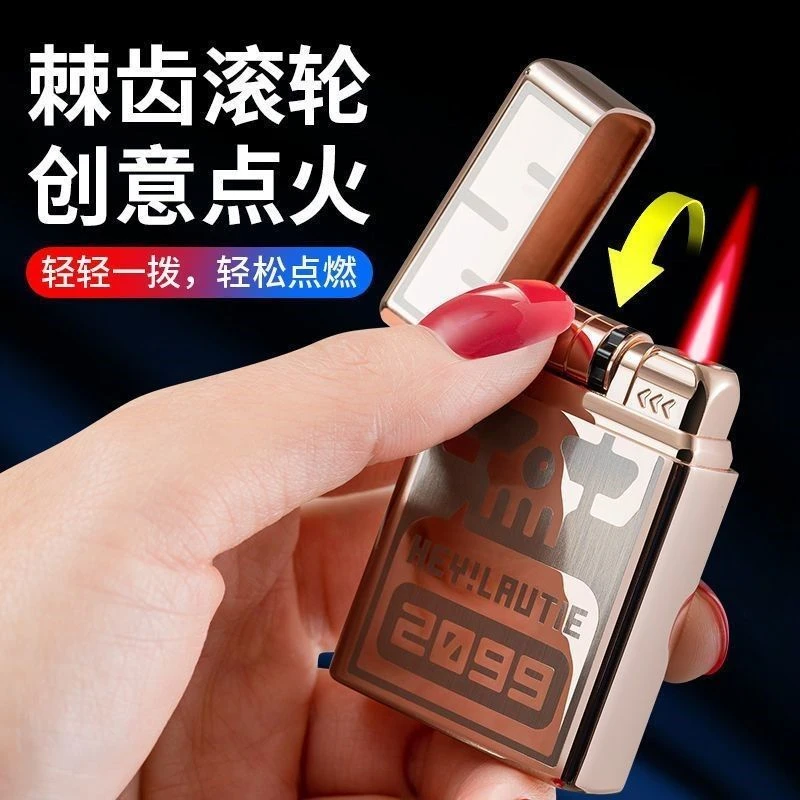 【CL2099】创意拨轮防风打火机高档网红点火电子感应直冲节日礼物