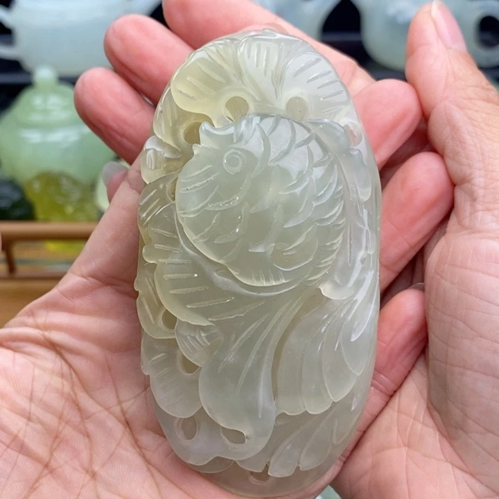 岫玉四大名玉手把件未镶嵌用****6