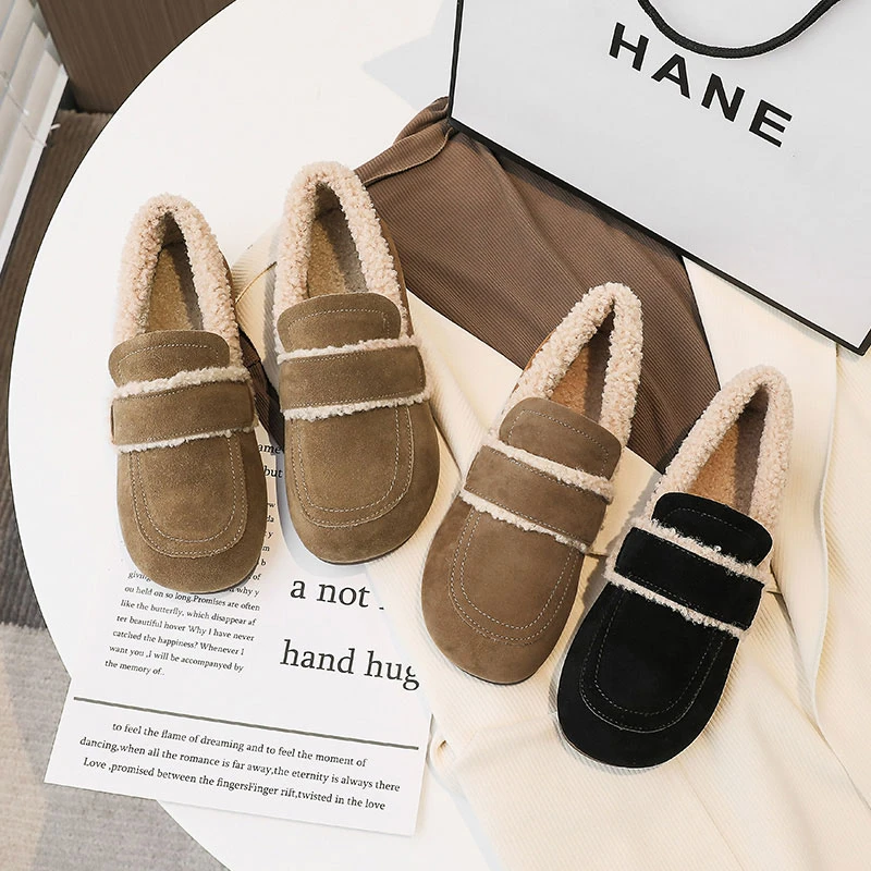 毛毛鞋2023加绒保暖豆豆鞋棉鞋一脚蹬网红棉瓢鞋女鞋  577-3百搭