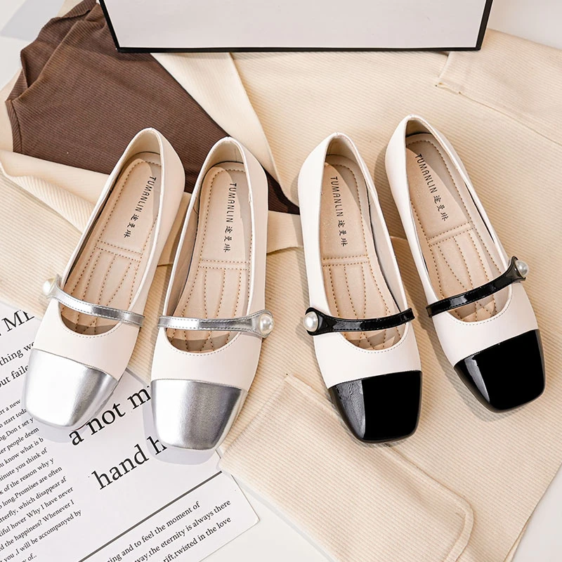 2024年春季新品时尚百搭平底网红单鞋方头仙女风女鞋浅口HK1916