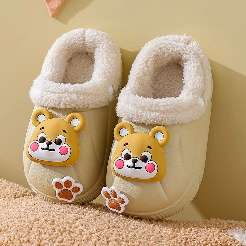 男童棉拖鞋儿童男宝宝秋冬季小男孩加厚防水加绒保暖外穿室内毛拖