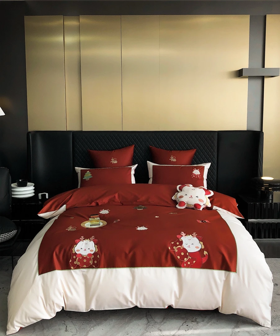 100支长绒棉绣花款四件套龙年限定版