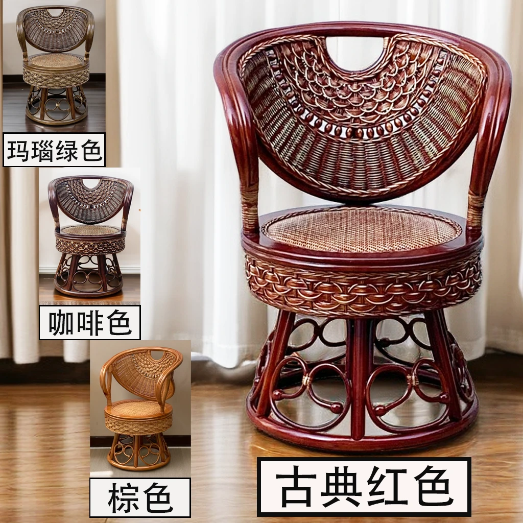 公主转椅茶几三五件组合套真藤藤编桌椅客厅家用茶桌椅单人咖啡色