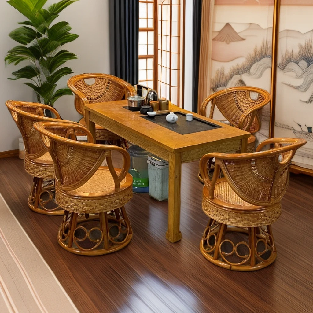 公主转椅真藤转椅阳台桌椅家用藤椅三五件套休闲椅茶桌椅客厅办公