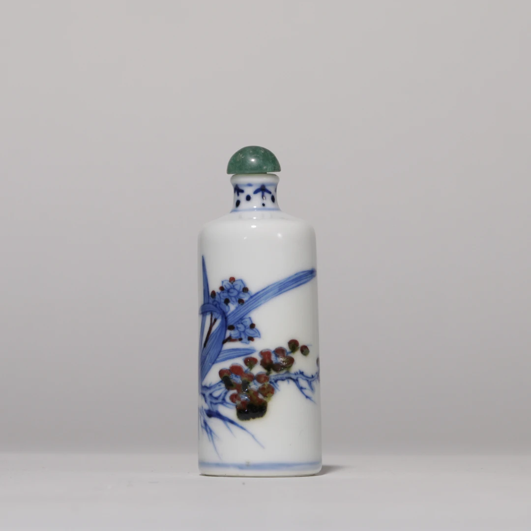 7212 清中期 青花釉里红梅兰双清图鼻烟壶