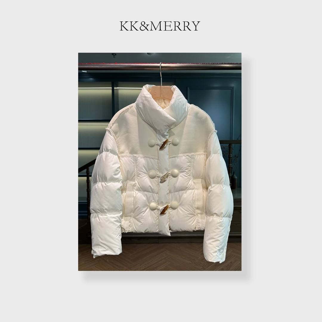 KK&MERRY时尚保暖立领牛角扣甜美风小个子羽绒服外套KKSC089