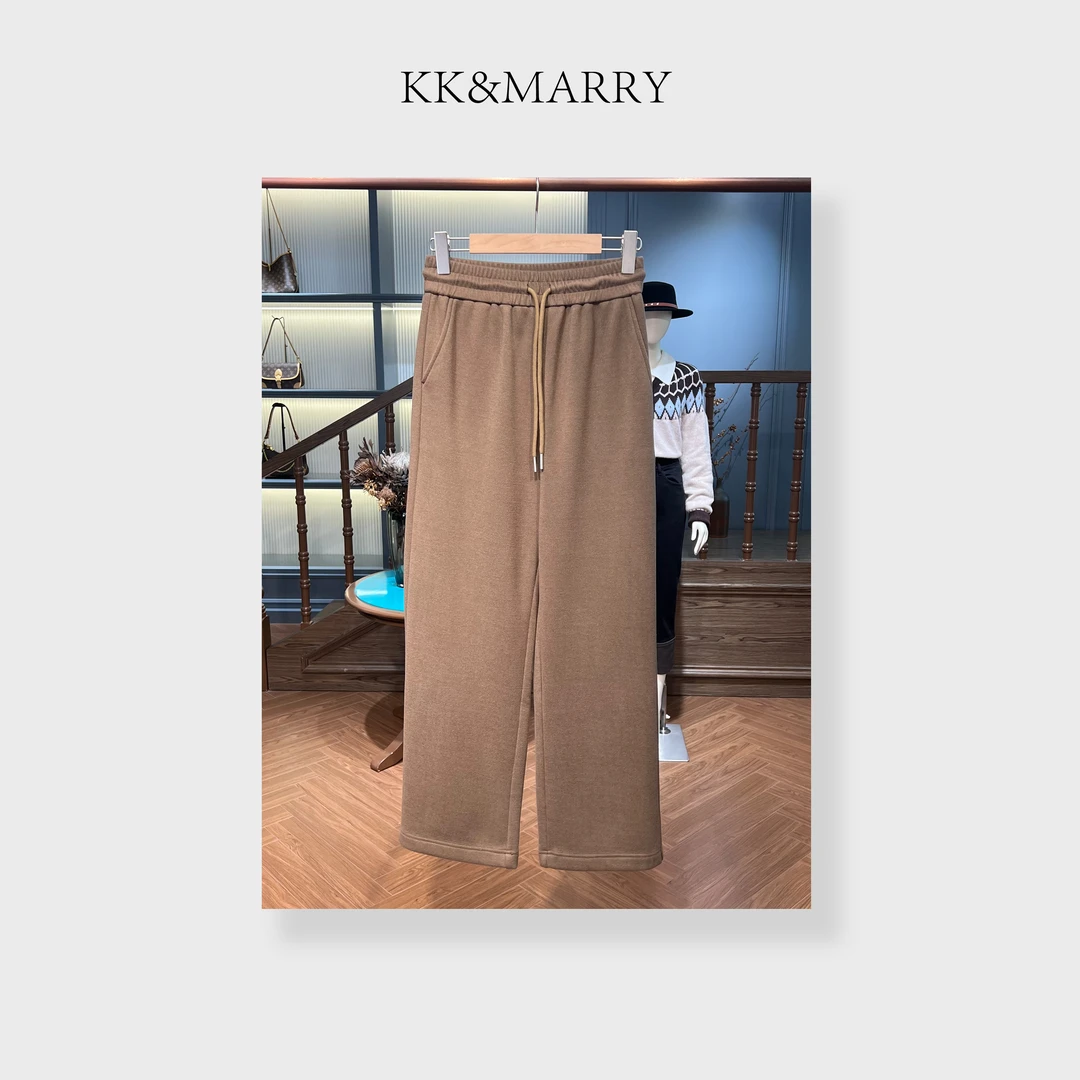 （慵懒时光）KK&MERRY时尚美拉德醋酸加厚阔腿休闲裤CLBC0565