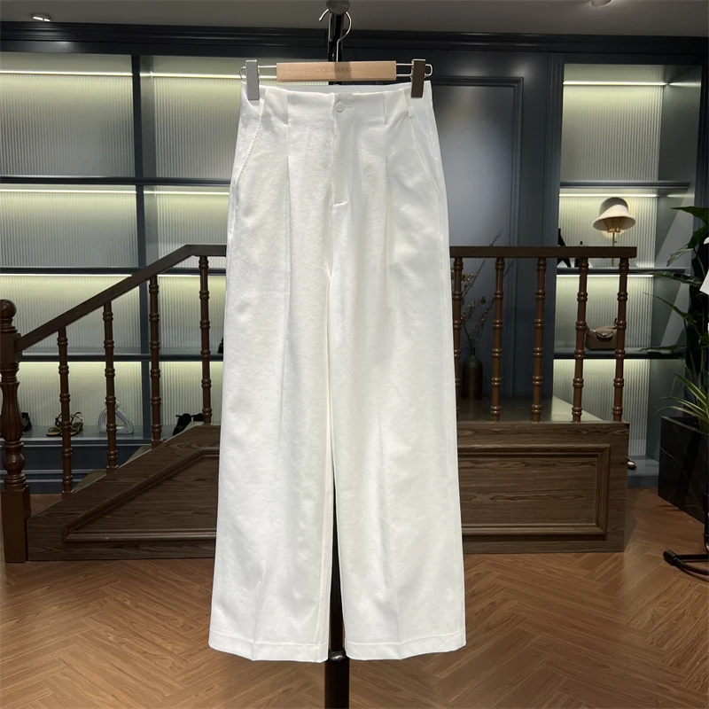 KK&MERRY时尚宽松简约纯色垂感直筒裤阔腿休闲裤KKBC0520