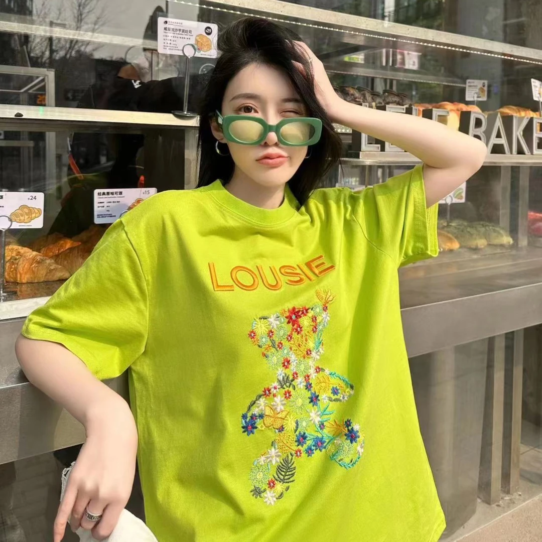 【WP潮品】高端欧货刺绣小熊夏季潮流百搭纯棉圆领短袖休闲时尚T恤