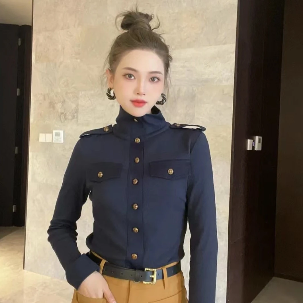 GIRDEAR/哥弟新款肩章瘦身显瘦衬衣衬衫1300855