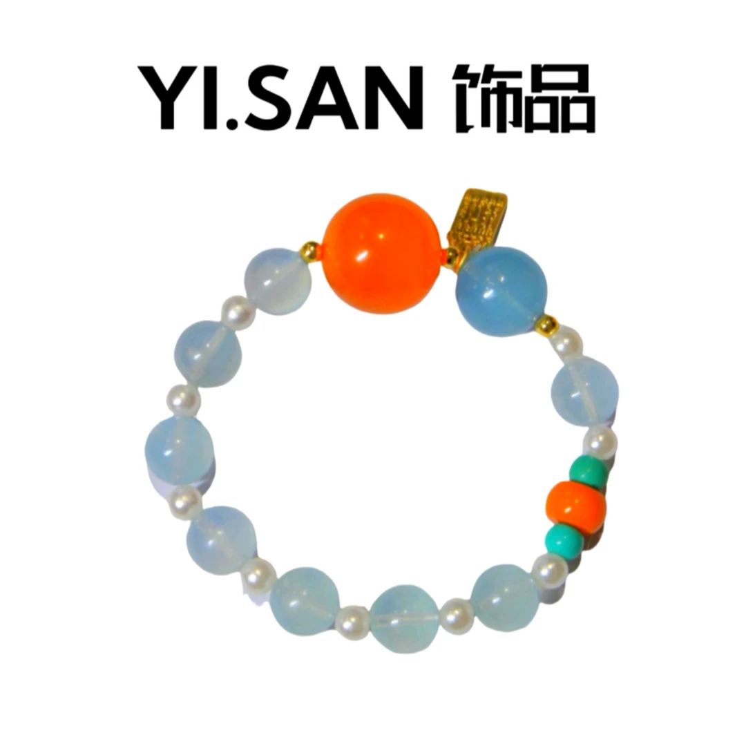 非金属仿水晶手链 海蓝父亲节高考毕业季手工时尚百搭古法彩色