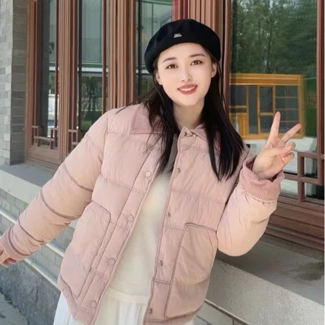 新款灯芯绒拼接棉服外套