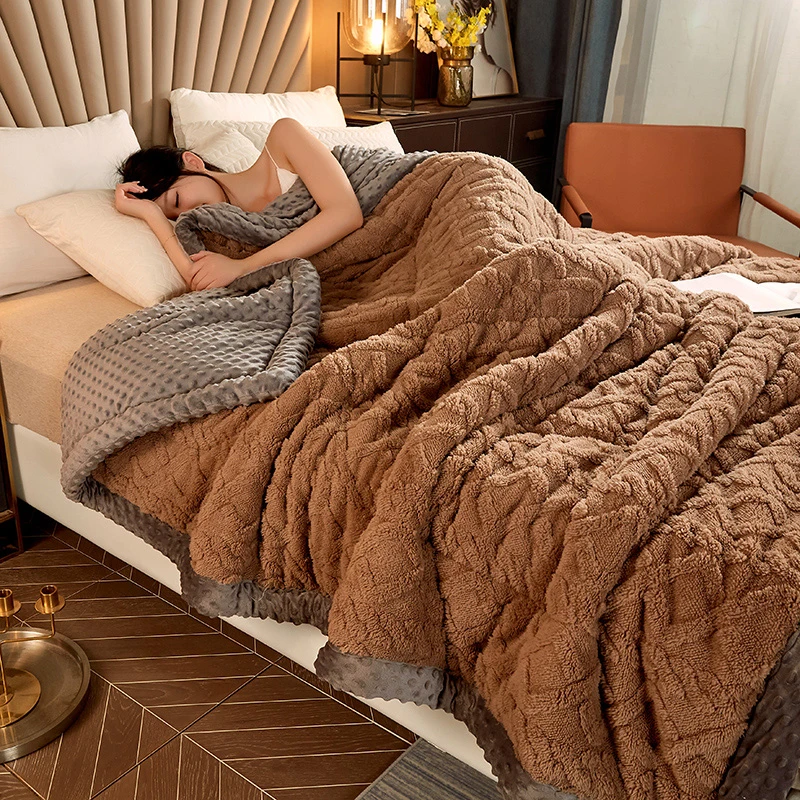 可机洗双面绒豆豆被春秋冬季成人大人外贸冬被加厚单人冬款绒被子