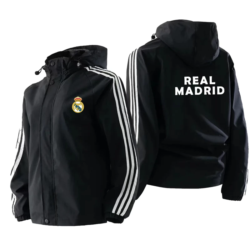 【春秋款】足球运动夹克外套皇马/C罗/球迷休闲冲锋衣百搭连帽上衣