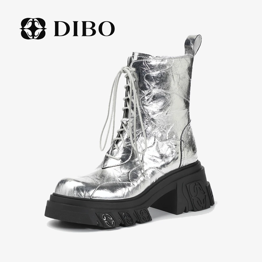 明星同款品牌女鞋 DIBOMANNER 火焰浮雕系列舒适百搭中筒靴224012
