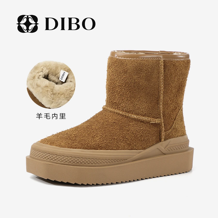 DIBO碲铂新款冬季百搭高帮雪地靴舒适厚底加厚休闲短筒靴23462551