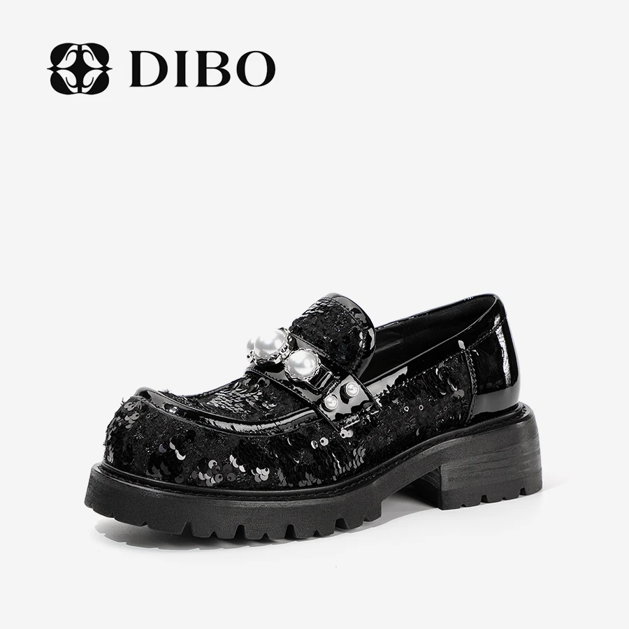 DIBO碲铂 暗夜玫瑰系列 复古英伦风舒适厚底乐福鞋24134830/831