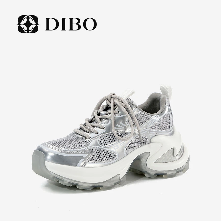 DIBO碲铂 时尚潮流网面透气舒适厚底增高百搭时尚休闲鞋24207520