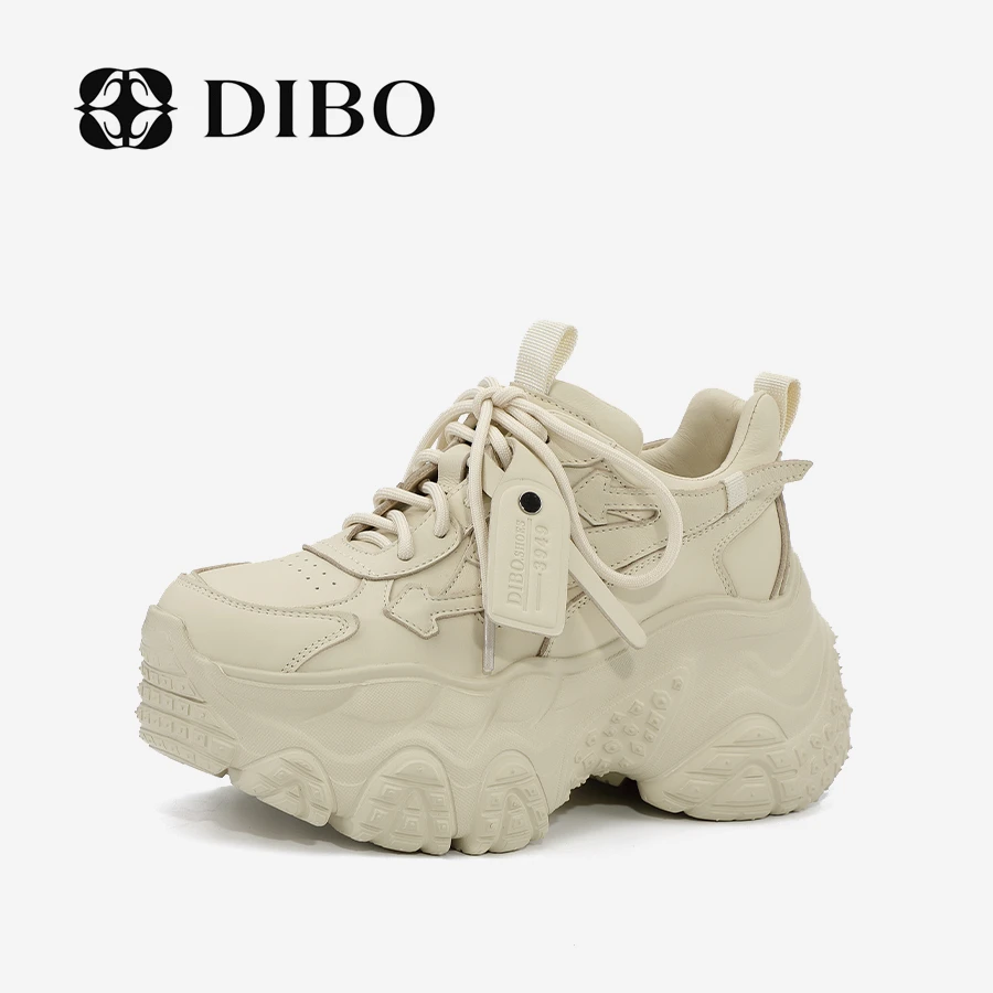 DIBO碲铂轻便厚底增高休闲鞋新款时尚纯色真皮老爹鞋24318510