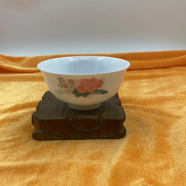 醴陵釉下五彩珐琅彩白瓷手绘芙蓉花碗小碗茶碗陶瓷碗饭碗陶瓷瓷碗