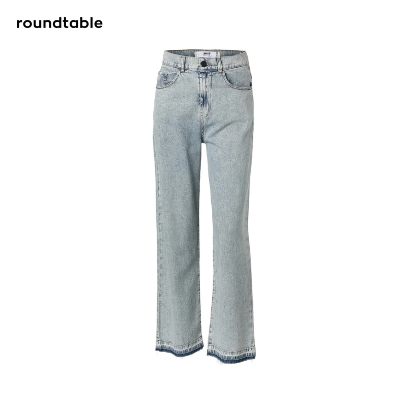 rt欧洲货直筒水洗休闲牛仔裤设计师春夏女士毛边修身WBS132151