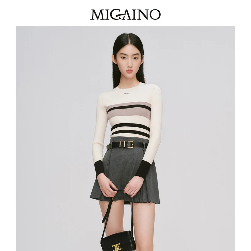 Migaino曼娅奴秋冬新款高级感洋气百搭修身显瘦打底针织衫