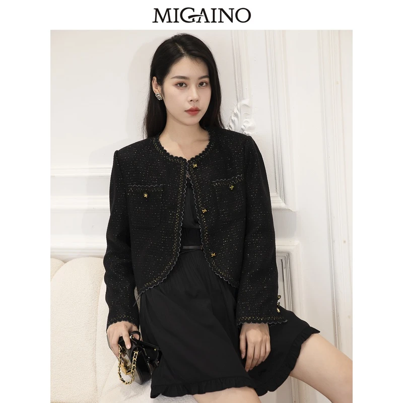 曼娅奴小香风外套女粗花呢高级感气质上衣小个子外套