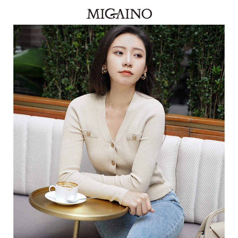 【博主同款】针织开衫女春秋款V领长袖修身显瘦毛衫上衣