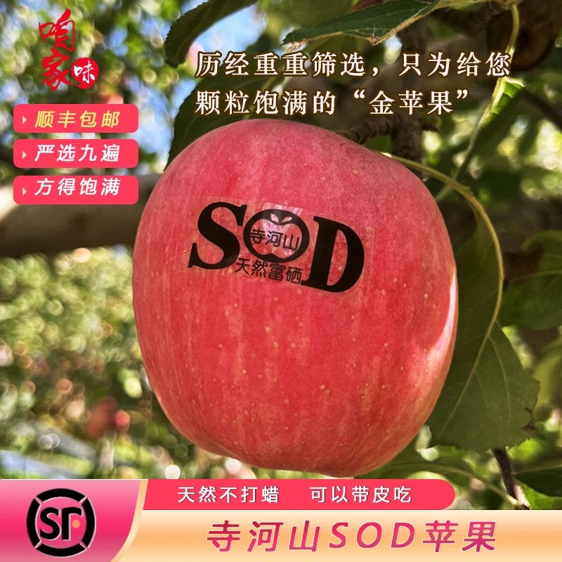 【顺丰包邮】灵宝苹果sod寺河山水晶红富士香甜脆礼盒新鲜当季整箱