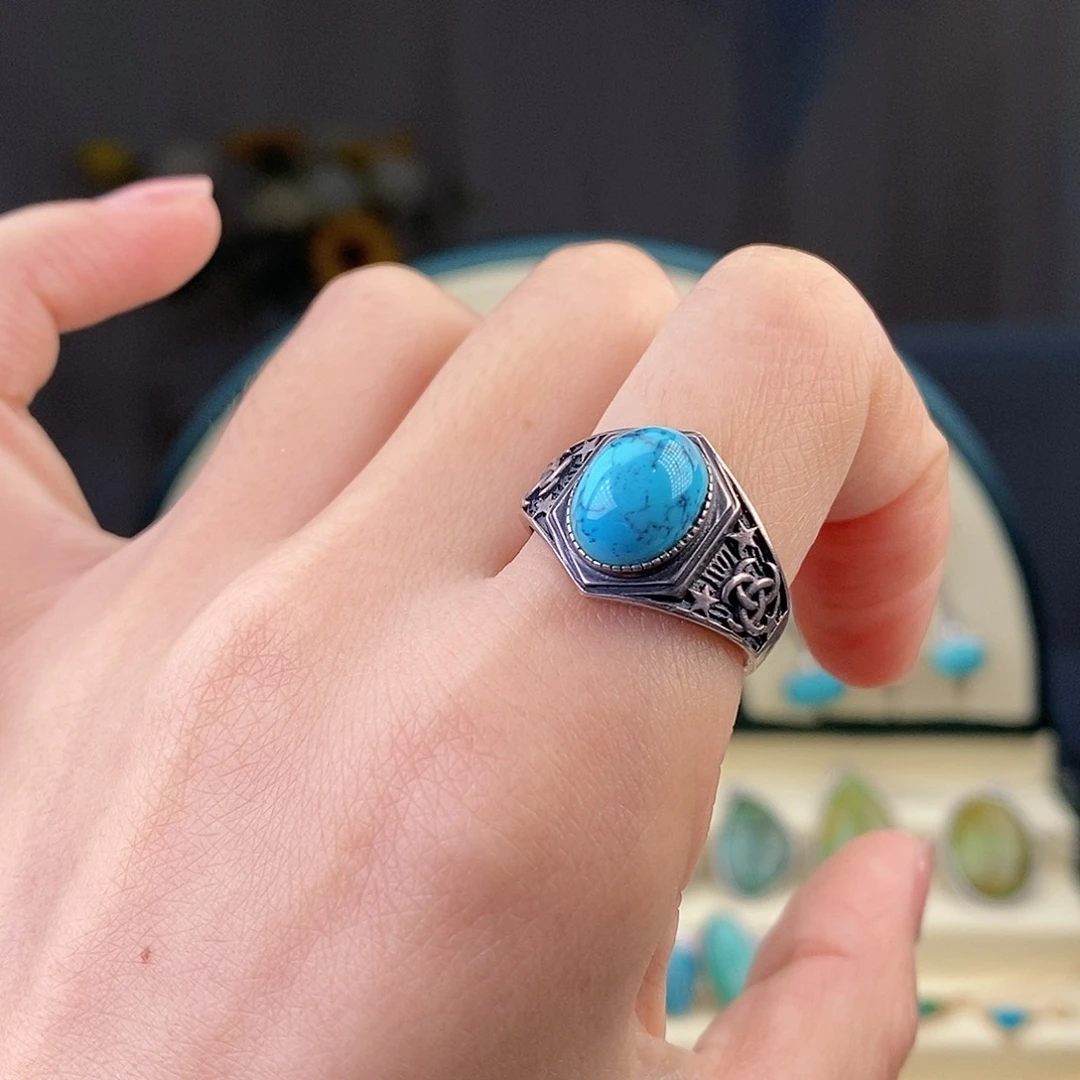 绿松石戒指银S925镶嵌