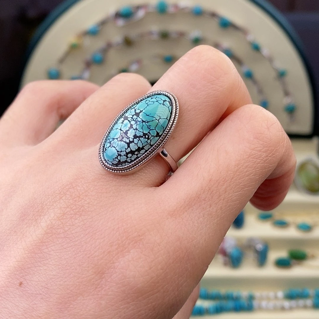 绿松石戒指银S925镶嵌