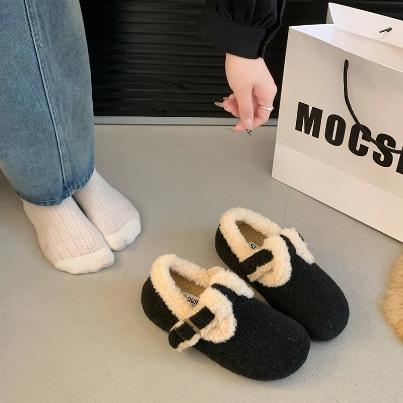 加绒勃肯鞋厚底毛毛鞋女外穿2024新款秋冬季雪地靴加厚保暖棉鞋女