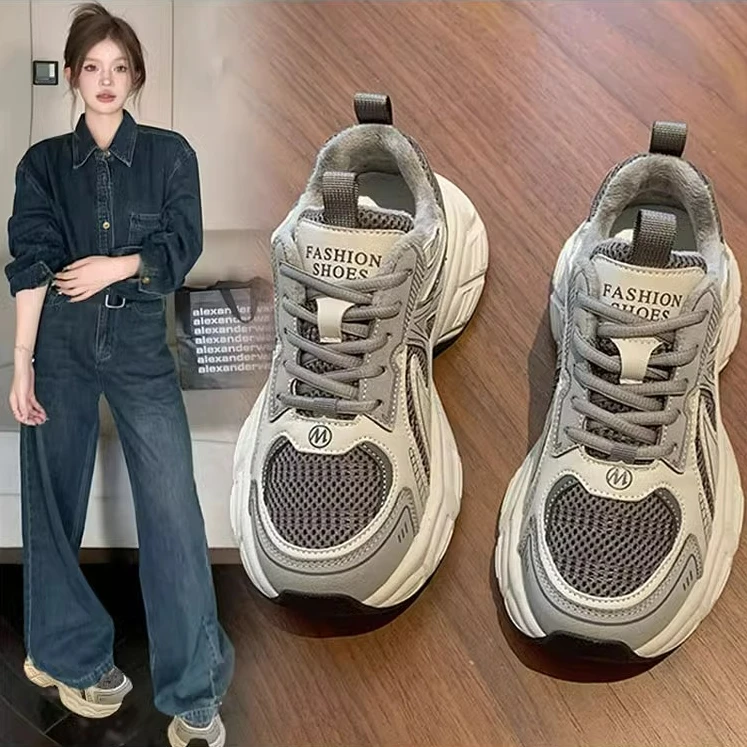 百搭厚底老爹鞋女春秋时尚增高显脚小2025新款爆款欧货休闲运动鞋