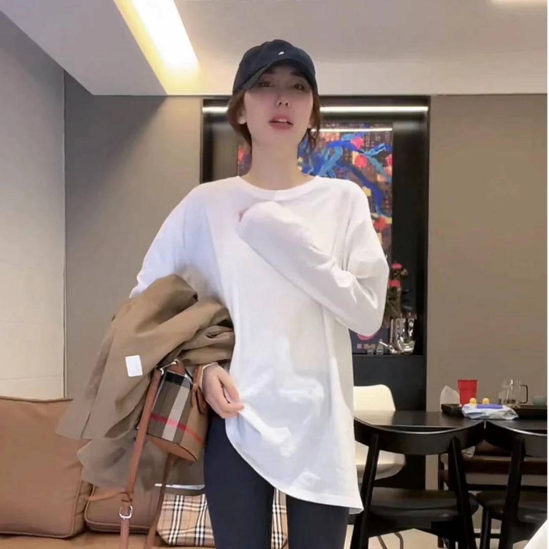 徐靖靖【字母打底】XH2409063简约百搭时尚高级显瘦潮牌打底t恤