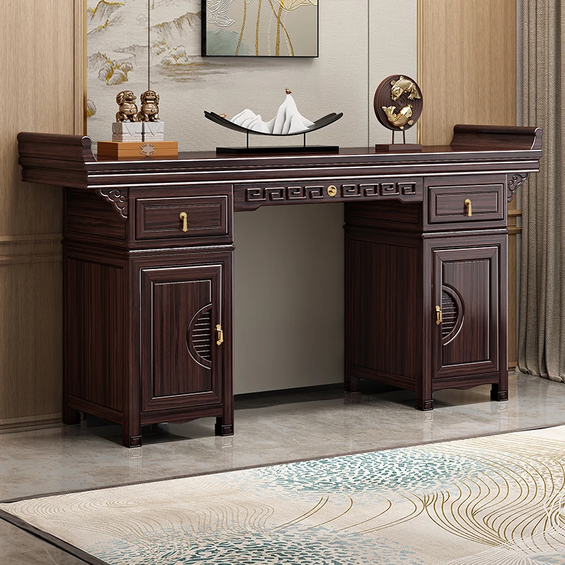 八仙桌紫金檀木实木贡台新中式中堂条案供桌家用花架中堂六件套