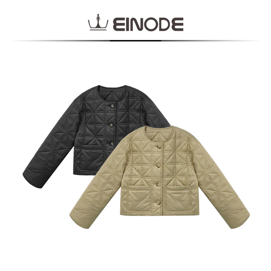 EINODE/埃诺缇【香奶奶】新秀丽棉保暖菱格时尚短款复古潮流简约棉