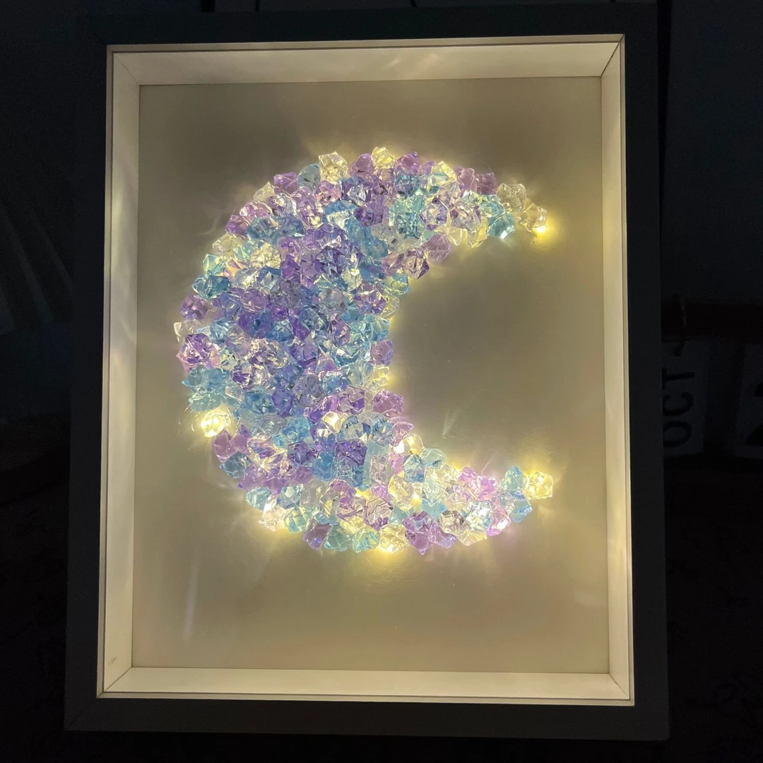 月亮水晶画框diy爱心水晶小夜灯蝴蝶手工生日礼物创意手工礼品
