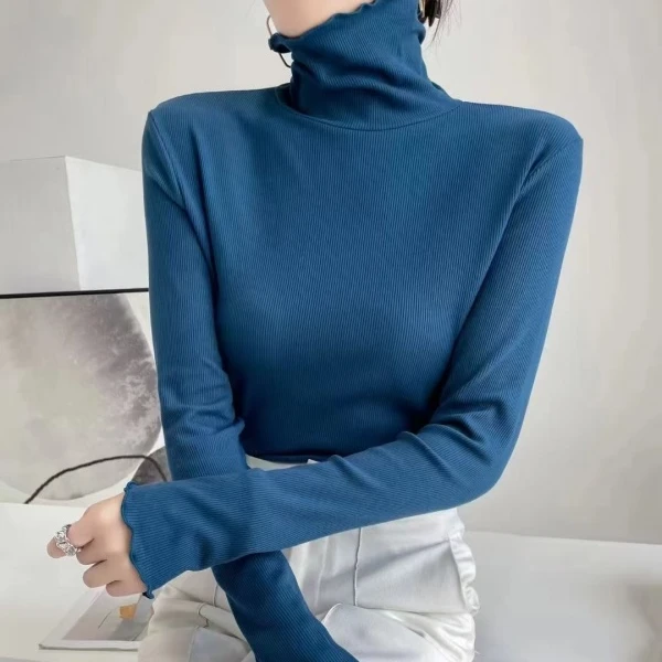 堆堆打底桑蚕丝女春款百搭上衣纯色小个子爆款纯色女长袖修身秋冬