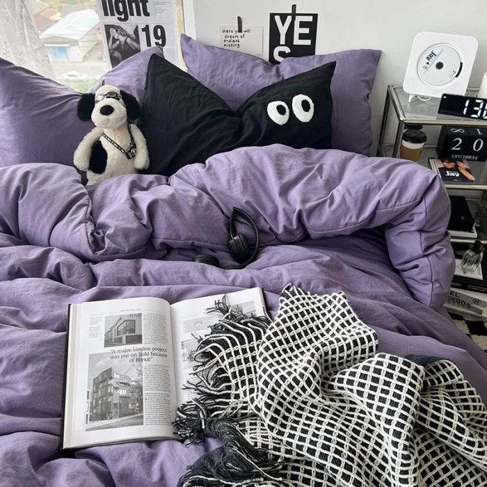 【工厂直销非全棉】ins风简约超柔水洗毛巾绣网红四件套大眼毛巾绣