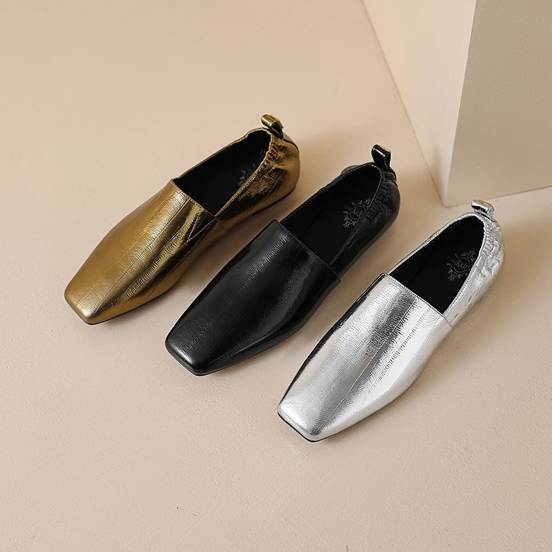 复古乐福2025新款女英伦风小皮鞋懒人平底真皮软底百搭方头 单鞋