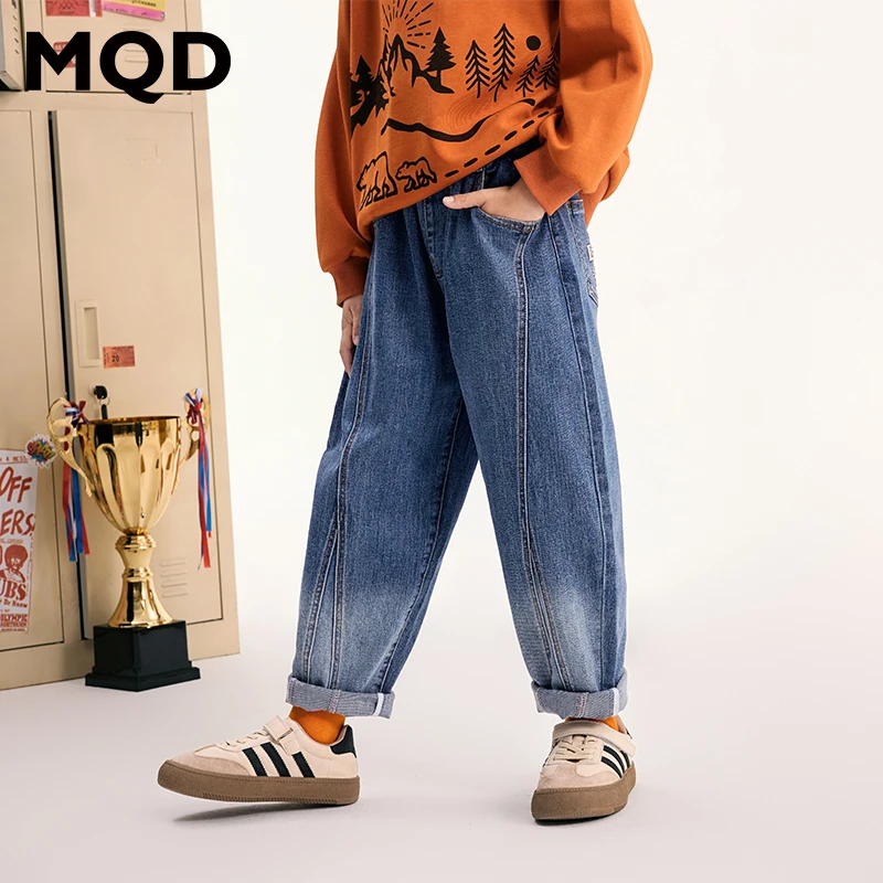 【老爹裤子】MQD童装秋季儿童潮牌服装秋天裤子潮服牛仔裤9643W1411