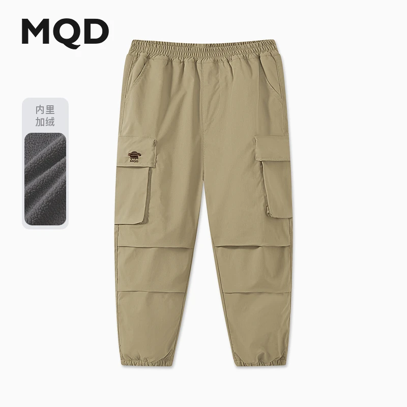 MQD童装儿童加绒裤子潮牌服装户外风工装加绒休闲裤9644W1521