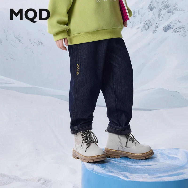 【云朵棉软牛仔】MQD童装儿童加绒裤子加绒休闲百搭牛仔裤9644W1406