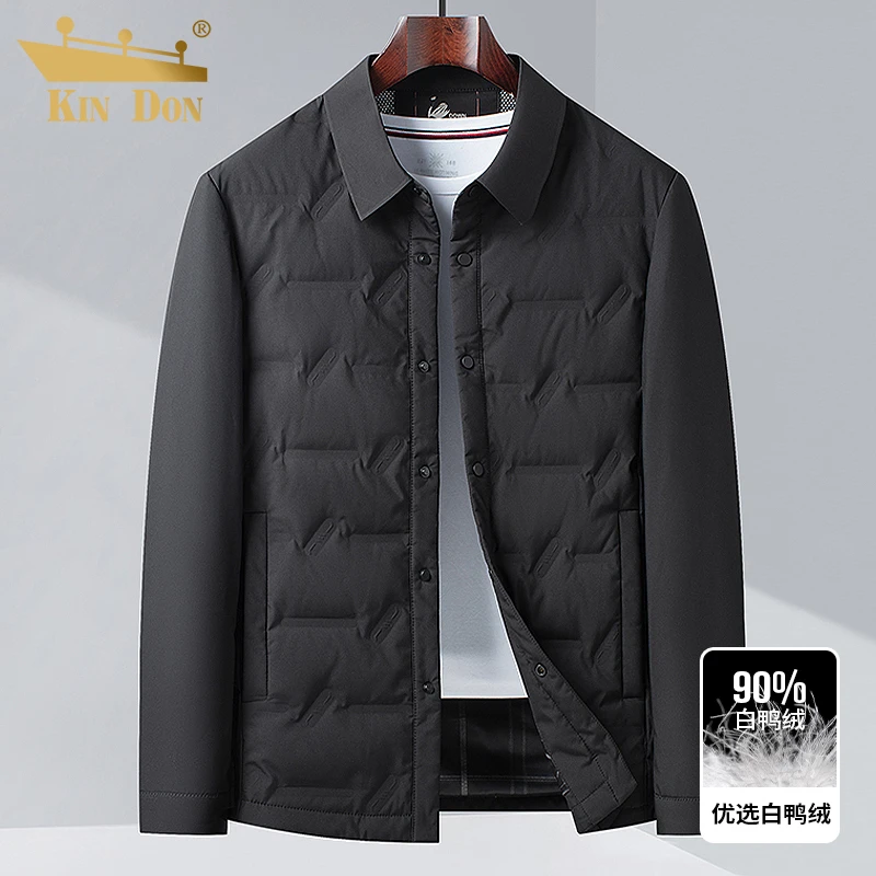 金盾正品轻薄款羽绒服男款秋冬季休闲保暖衬衫翻领白鸭绒衬衣外套