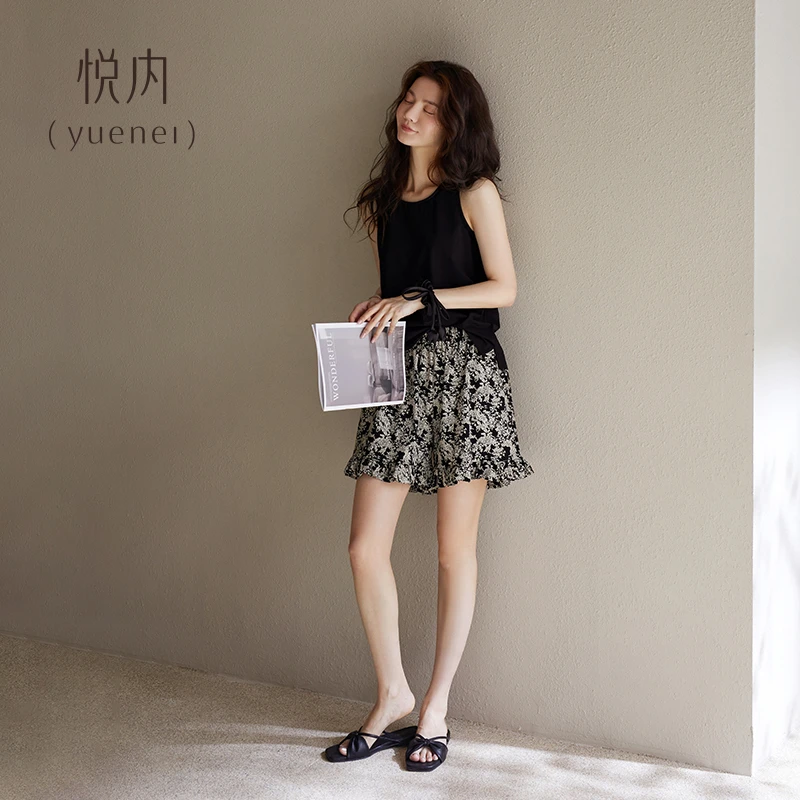 悦内【带胸垫】夏季纯棉无袖背心女士家居服凉感棉休闲可外穿睡衣