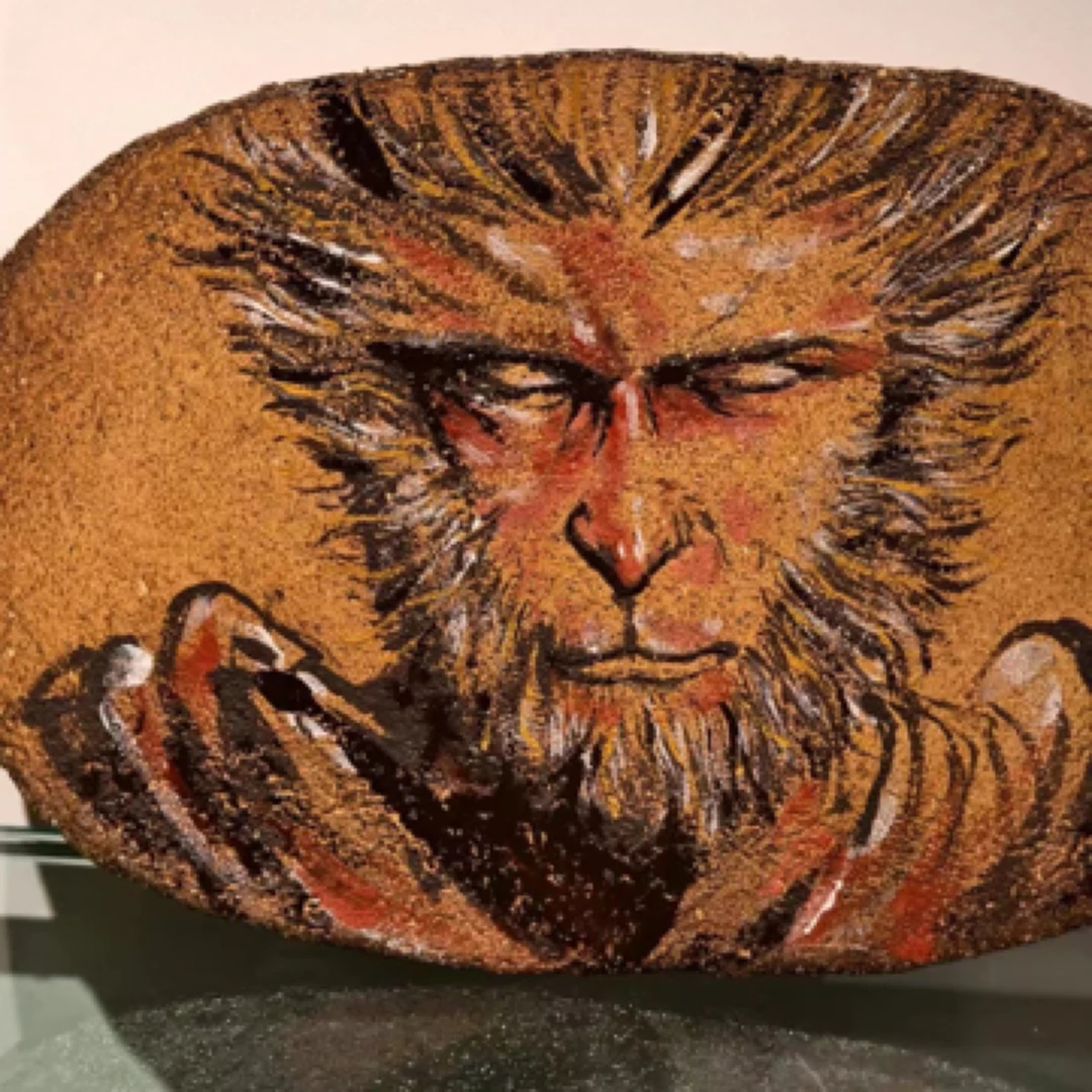 小黑 原矿粗陶匣钵泥个性家用复古百搭手工手绘神话悟空吸水壶承