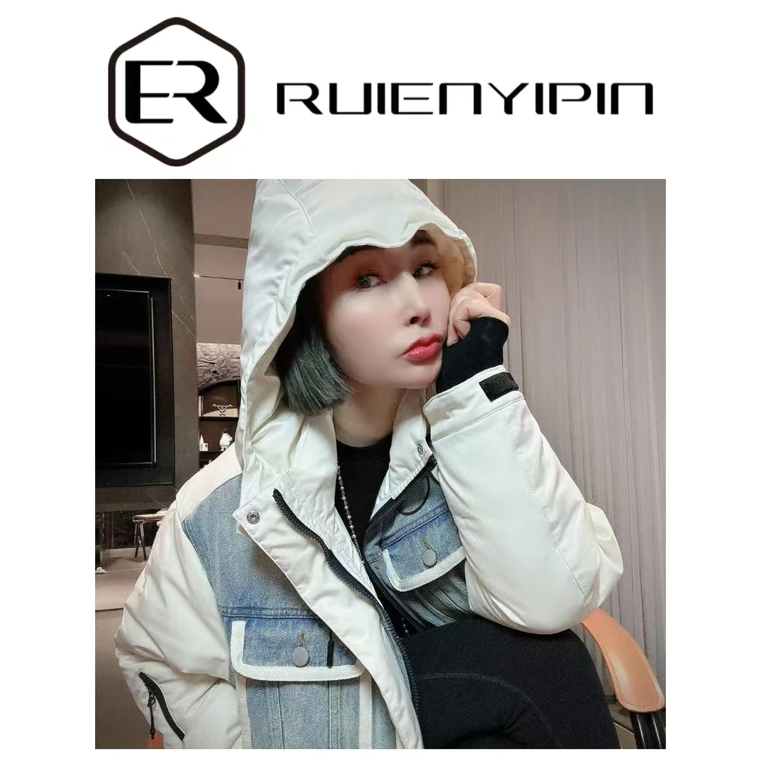 6647#前拼牛仔羽绒服